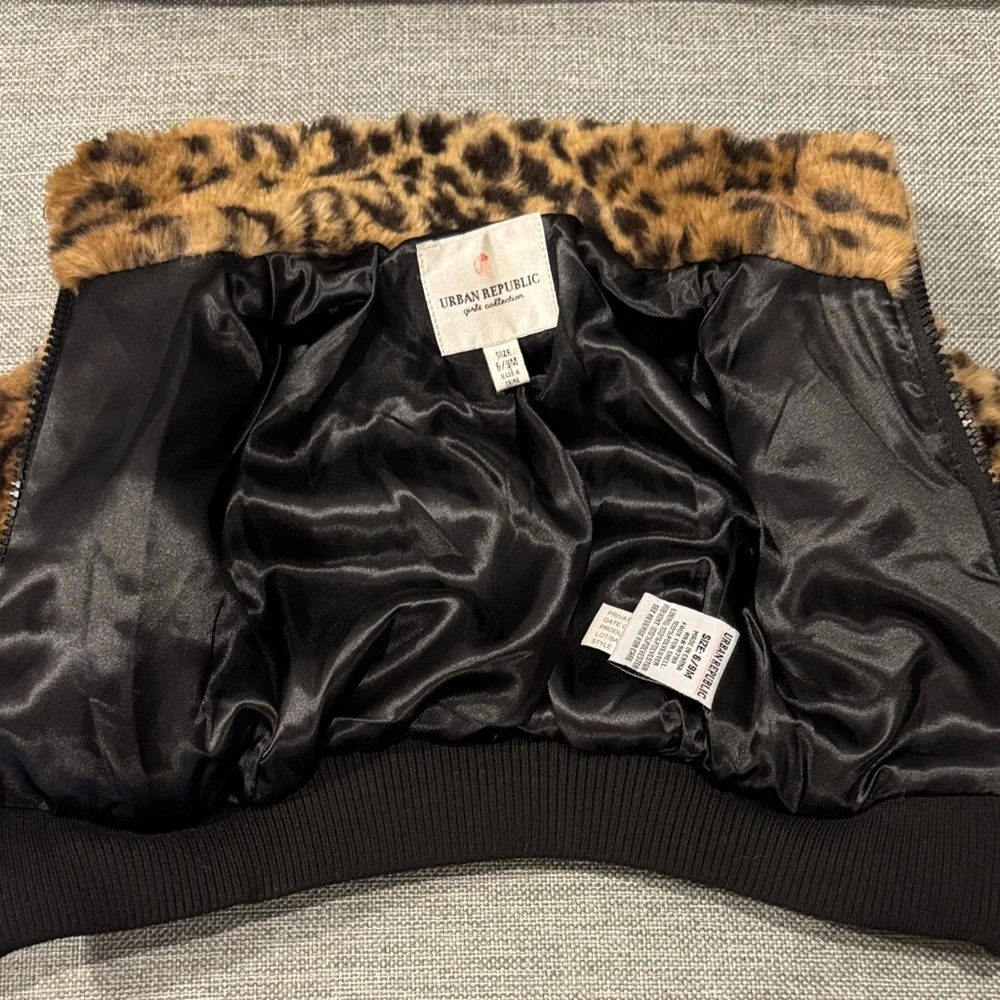 Urban Republic Leopard Print Faux Fur Jacket - Brown and Black Size 6-9 Months